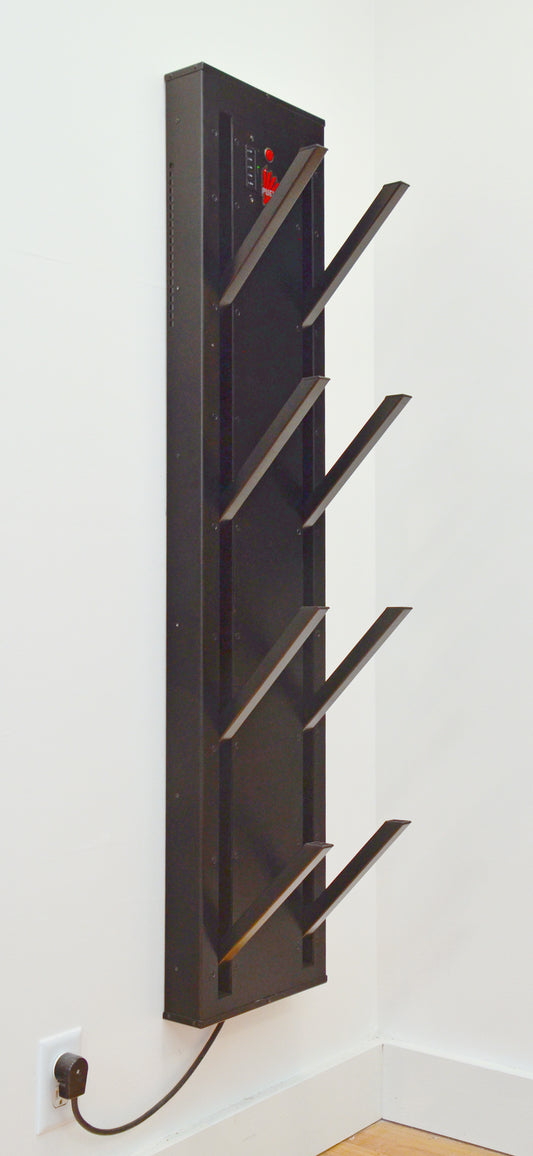 Boot Dryer from Puelche.  Black dryer with pegs open for wall mounting.