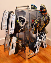 Load image into Gallery viewer, Portable dryer for skates and gloves.  8 pair complete with wheels and detachable cord.  Easy transport made of durable aluminum and stainless steel 
