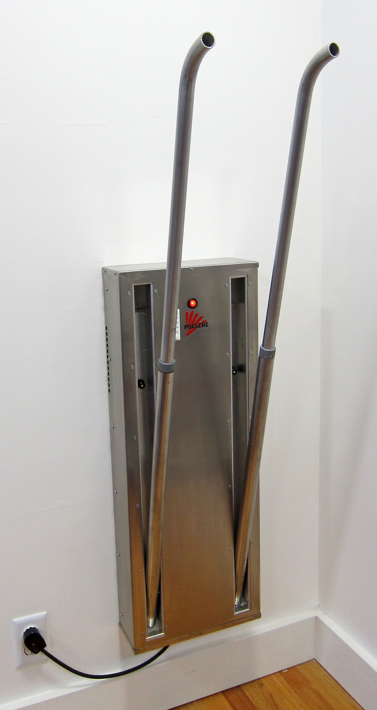 Hunting wader dryer. Attractive, space saving heavy duty stainless steel wall mounted dryer for fishing and hunting enthusiasts.