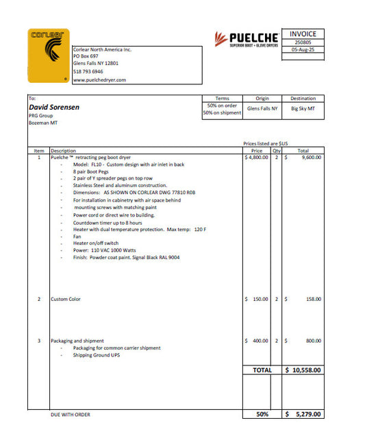 Down Payment 50% for PRG Lake Flat