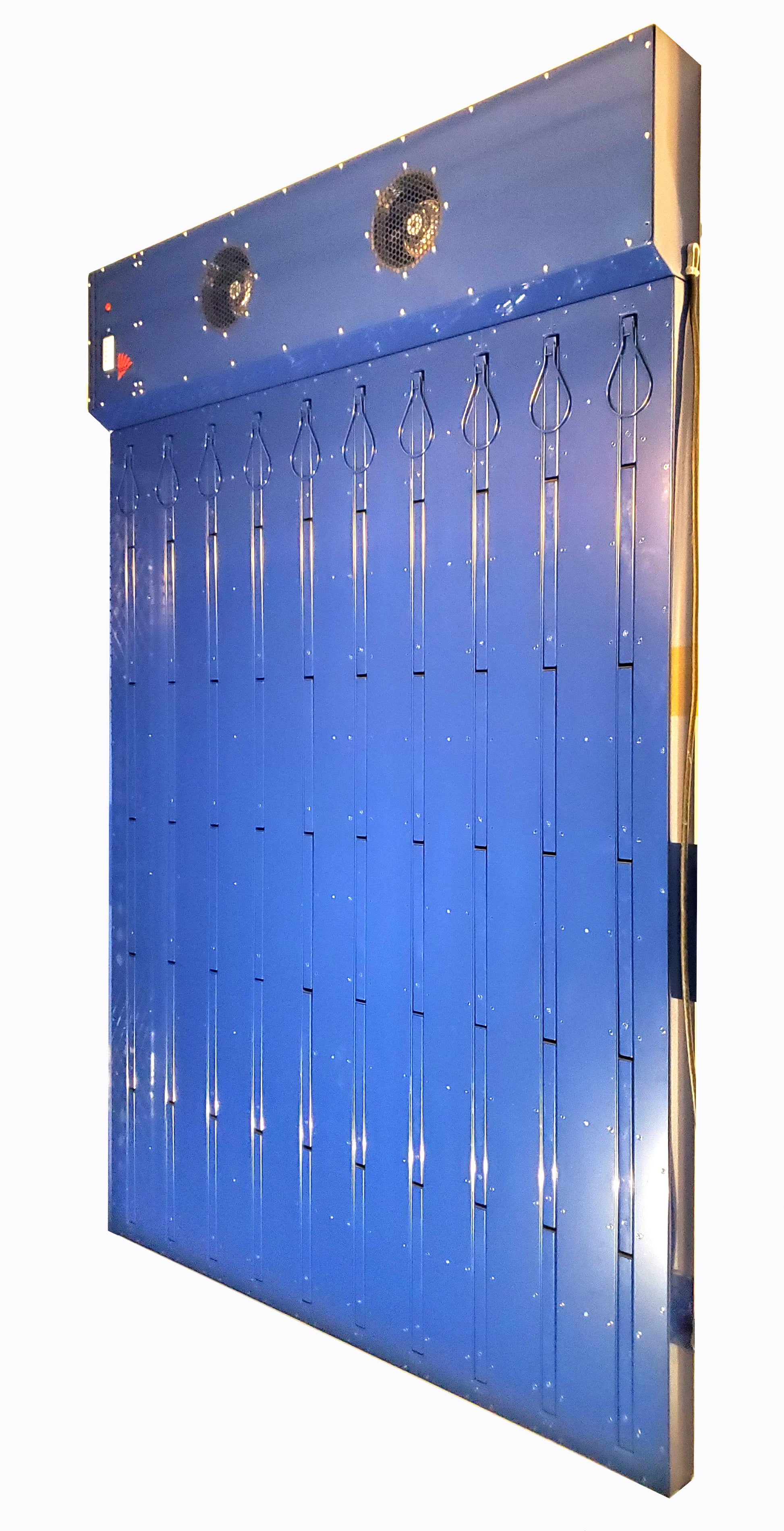 Cleat dryer for football team.  25 pairs of cleats and 5 pairs of gloves.  Blue shown with pegs closed. 
