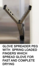 Load image into Gallery viewer, Special retracting peg for warming and drying gloves and mittens.  Y is spring loaded and spreads apart to hold glove open for fast drying. 
