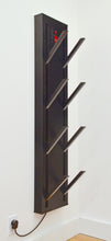 Load image into Gallery viewer, Ski Boot dryer 4 pair wall mounted.  Black  with open and closed pegs. Attractive stainless steel for ski boots or shoes. Perfect for condo or ski home.
